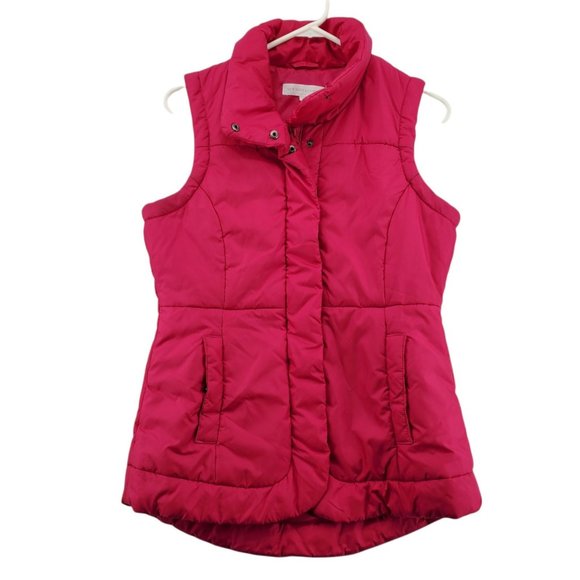 NEW YORK & COMPANY Vest Women's Quilted Polyester Zip/Snap-Up Pockets Pink Small - Picture 1 of 11